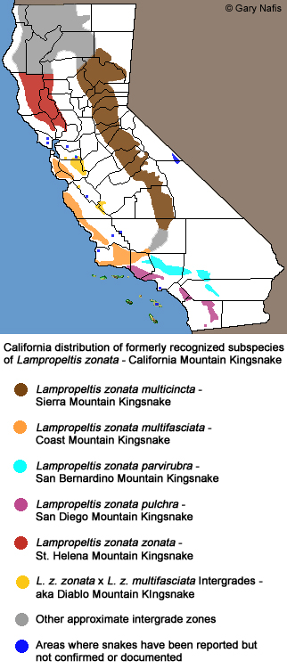 California Mountain Kingsnake Range Map