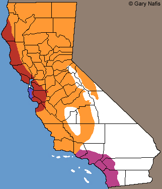 Common Gartersnakes California Range Map